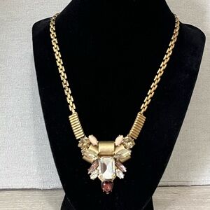Vintage J Crew Gold and Crystal Statement Necklace